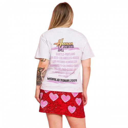 Front - Hannah Montana Unisex Adult World Tour 2009 Back Print T-Shirt