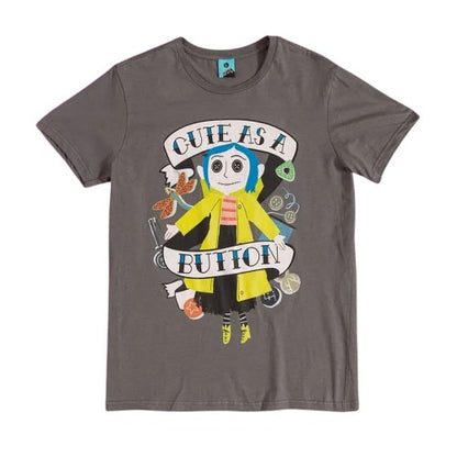Front - Coraline Womens/Ladies Cute As A Button Doll Fitted T-Shirt