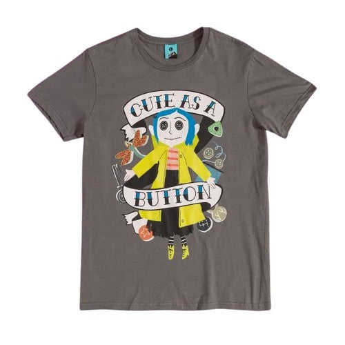 Front - Coraline Womens/Ladies Cute As A Button Doll Fitted T-Shirt