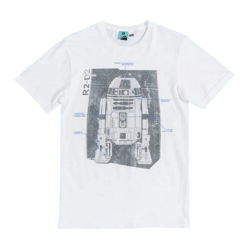 Front - Star Wars Unisex Adult R2-D2 Blueprint T-Shirt
