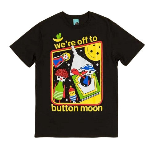 Charcoal - Front - Button Moon Unisex Adult Were Off To Button Moon Space T-Shirt
