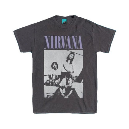 Black-Black - Front - Nirvana Unisex Adult Vintage Wash T-Shirt