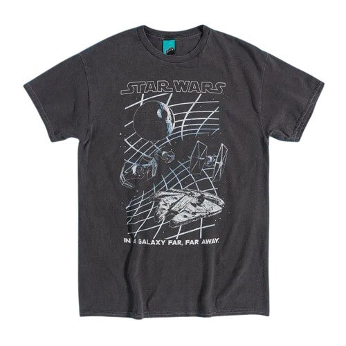 Front - Star Wars Unisex Adult Galaxy Grid Vintage Wash T-Shirt
