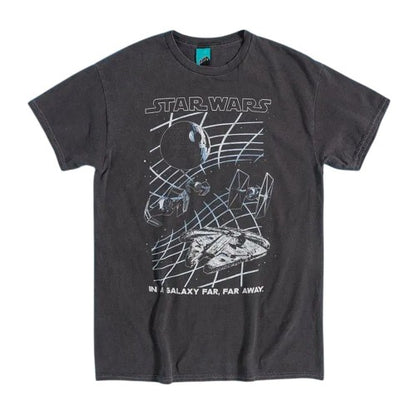 Front - Star Wars Unisex Adult Galaxy Grid Vintage Wash T-Shirt