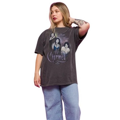 Front - Charmed Unisex Adult Power Of Three Vintage Wash T-Shirt