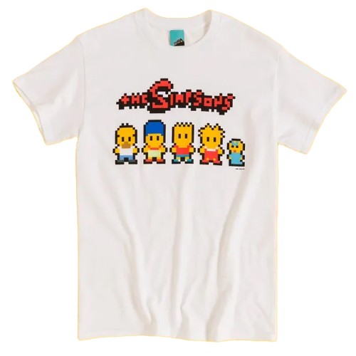 Front - The Simpsons Unisex Adult Pixel Artwork T-Shirt