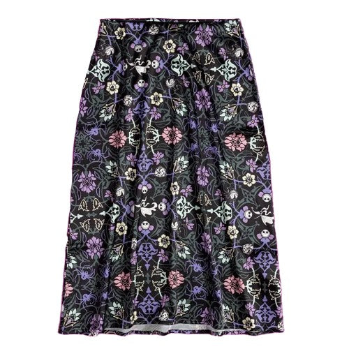 Front - Nightmare Before Christmas Womens/Ladies Floral Satin Midi Skirt