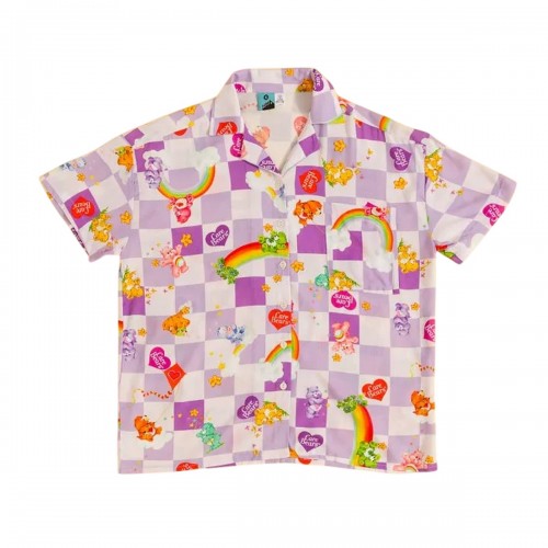 Front - Care Bears Unisex Adult Checked Button Front Short-Sleeved Shirt