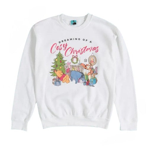 Front - Winnie the Pooh Unisex Adult Cosy Christmas Sweatshirt
