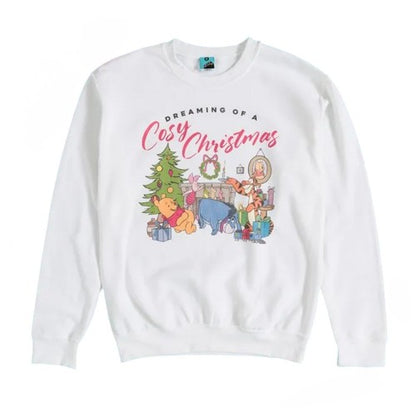 Front - Winnie the Pooh Unisex Adult Cosy Christmas Sweatshirt