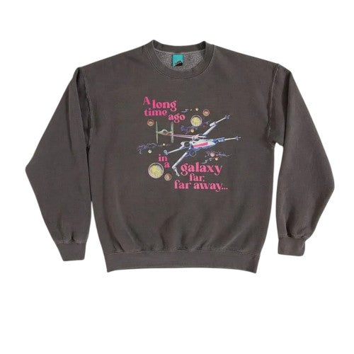 Front - Star Wars Unisex Adult A Long Time Ago In A Galaxy Far Far Away Vintage Washed Sweatshirt