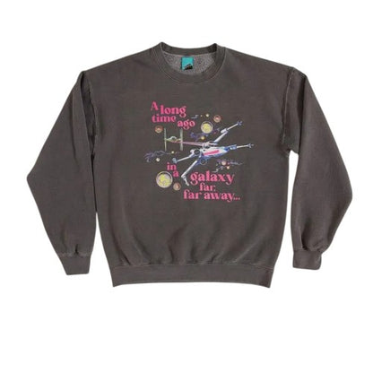 Front - Star Wars Unisex Adult A Long Time Ago In A Galaxy Far Far Away Vintage Washed Sweatshirt