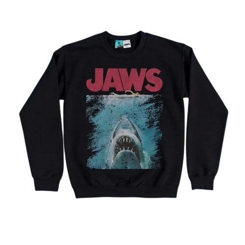Front - Jaws Unisex Adult Movie Poster Distressed Sweatshirt