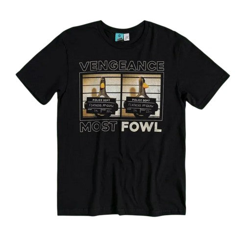 Front - Wallace and Gromit Unisex Adult Vengeance Most Fowl Feathers McGraw Mugshot T-Shirt