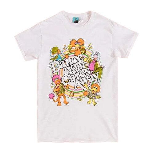 White-Off White - Front - Fraggle Rock Unisex Adult Dance Your Cares Away Swirl T-Shirt