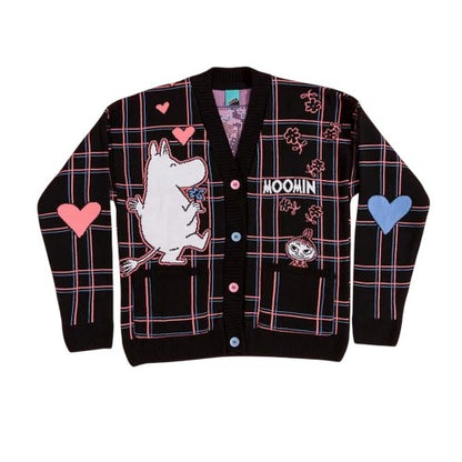 Front - Moomin Unisex Adult In Love Checked 80th Cardigan
