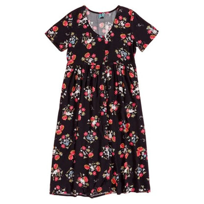 Front - Moomin Womens/Ladies Floral All-Over Print Midi Dress