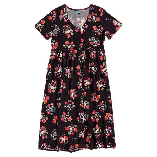 Front - Moomin Womens/Ladies Floral All-Over Print Midi Dress