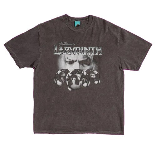 Front - Labyrinth Unisex Adult Jareth The Goblin King Crystal Ball Vintage Wash T-Shirt