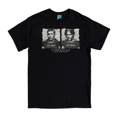 Front - Supernatural Unisex Adult Sam & Dean Mugshot T-Shirt