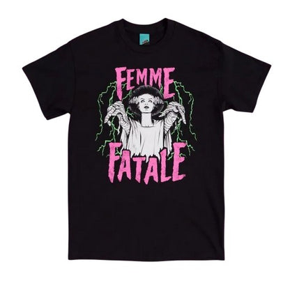Front - The Bride Of Frankenstein Unisex Adult Femme Fatale T-Shirt