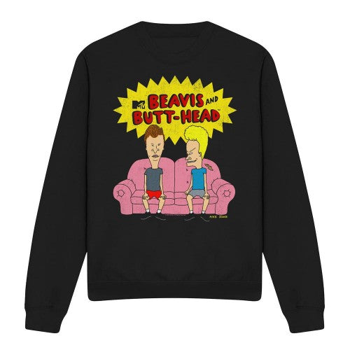 Front - Beavis & Butthead Unisex Adult Couch OG Logo Sweatshirt