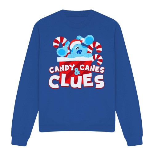 Front - Blue´s Clues & You! Unisex Adult Clues Candy Canes Christmas Sweatshirt