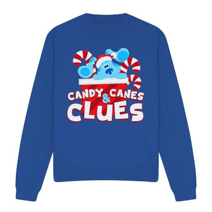 Front - Blue´s Clues & You! Unisex Adult Clues Candy Canes Christmas Sweatshirt