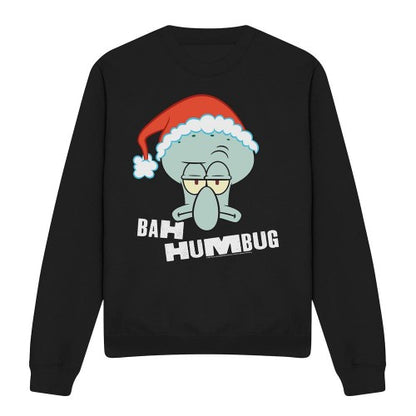 Front - SpongeBob SquarePants Unisex Adult Bah Humbug Squidward Christmas Sweatshirt