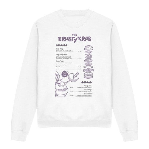 Front - SpongeBob SquarePants Unisex Adult Krusty Krab Menu Sweatshirt