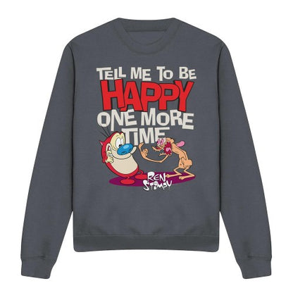 Front - Ren & Stimpy Unisex Adult Tell Me To Be Happy Sweatshirt