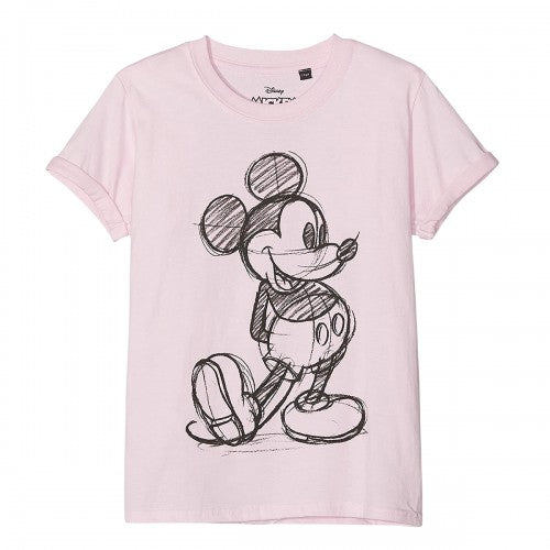 Front - Disney Girls Mickey Mouse Sketch T-Shirt