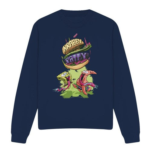 Front - SpongeBob SquarePants Unisex Adult Krabby Patty From The Sky Sweatshirt