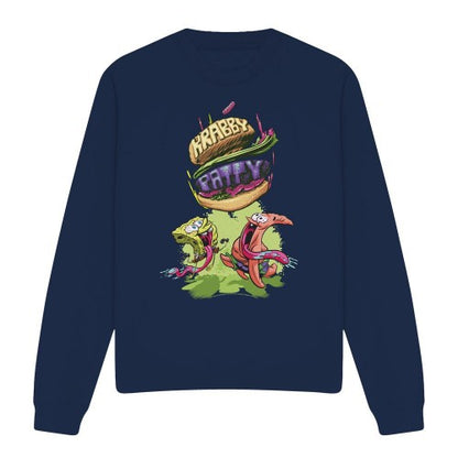 Front - SpongeBob SquarePants Unisex Adult Krabby Patty From The Sky Sweatshirt
