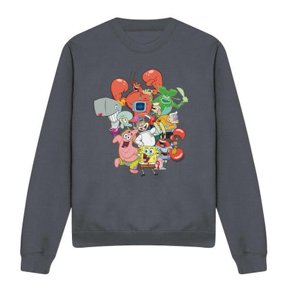 Front - SpongeBob SquarePants Unisex Adult The Whole Gang Sweatshirt
