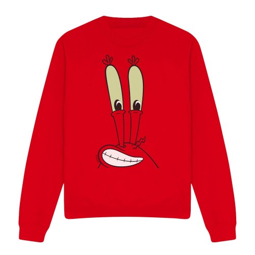 Front - SpongeBob SquarePants Unisex Adult Smile Mr Krabs Face Sweatshirt