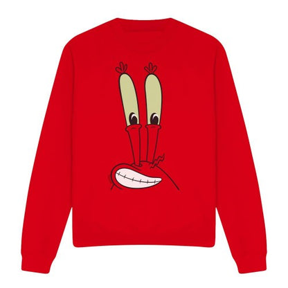 Front - SpongeBob SquarePants Unisex Adult Smile Mr Krabs Face Sweatshirt