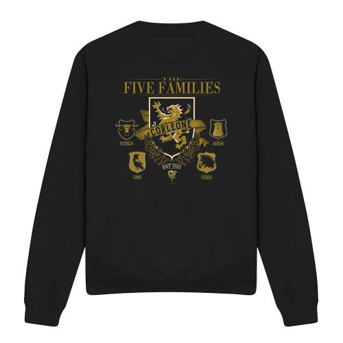 Front - The Godfather Unisex Adult Five Families Logos Sweatshirt
