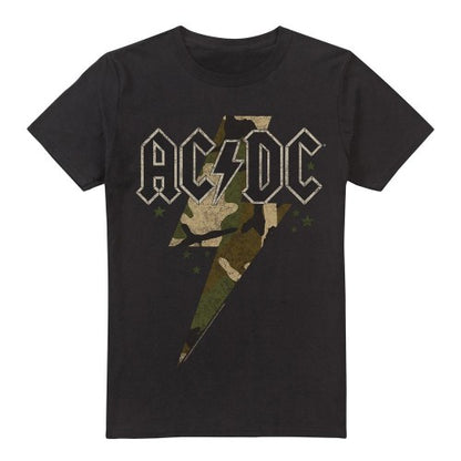Front - AC/DC Mens Camo Bolt T-Shirt