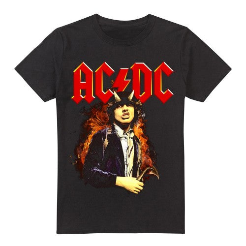 Front - AC/DC Mens Fire And Horns T-Shirt