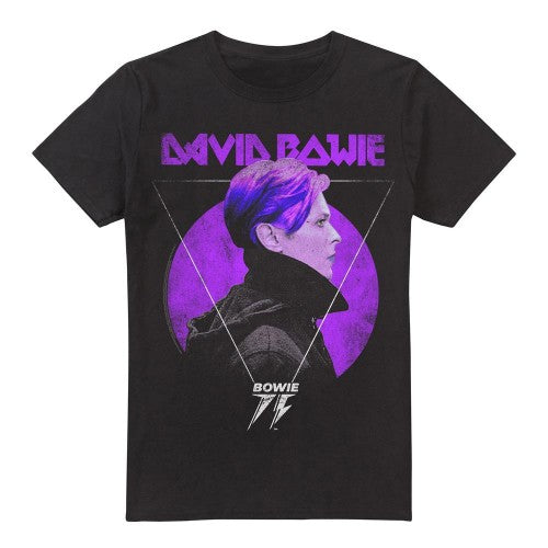 Front - David Bowie Mens 75 Side Profile Logo T-Shirt