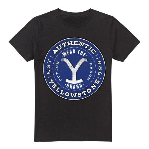 Front - Yellowstone Mens Authentic Blue Badge T-Shirt