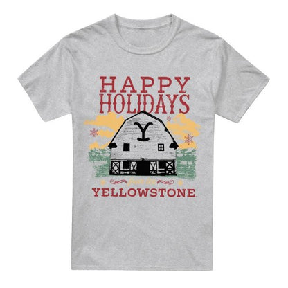 Front - Yellowstone Mens Happy Holidays Christmas T-Shirt