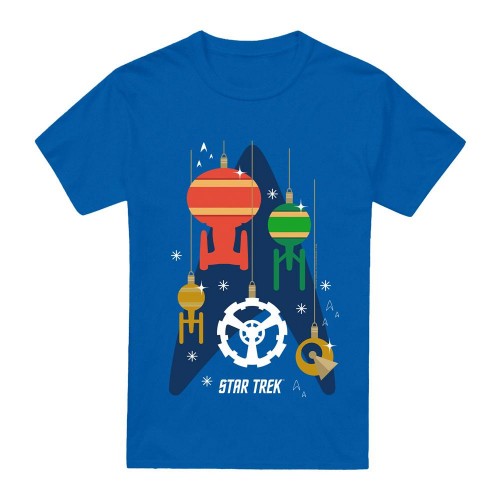 Front - Star Trek Mens Spaceship Bauble Christmas T-Shirt