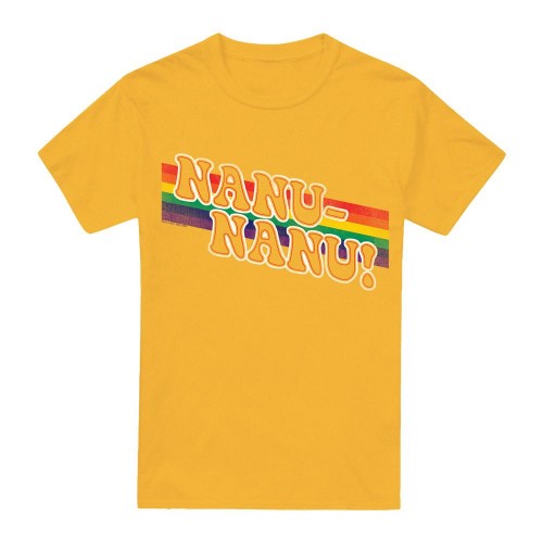 Front - Mork And Mindy Mens Nanu Rainbow T-Shirt