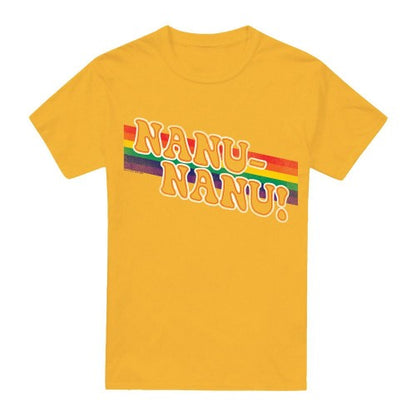 Front - Mork And Mindy Mens Nanu Rainbow T-Shirt