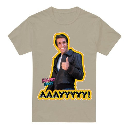 Front - Happy Days Mens Aaayyyyy T-Shirt