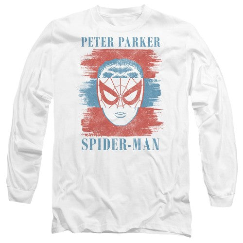 Front - Spider-Man Unisex Adult Peter Parker Striped T-Shirt