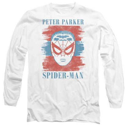 Front - Spider-Man Unisex Adult Peter Parker Striped T-Shirt