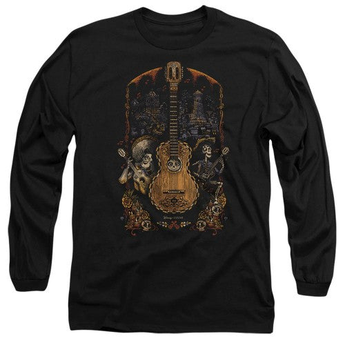 Front - Coco Unisex Adult Ernesto Miguel Hector Painted Poster With Guitar T-Shirt